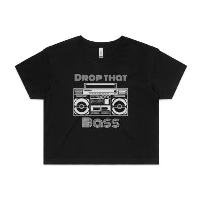 Drop That Bass Retro Crop Tee - Black Thumbnail