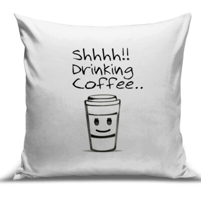 Shhhh!! Drinking Coffee.. Cushion Cover Thumbnail